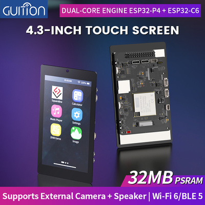 JC4880P443C_I_W Kit de desarrollo de pantalla táctil IPS de 4.3 pulgadas de alto rendimiento que admite plataformas duales ESP32P4/ESP32-C6